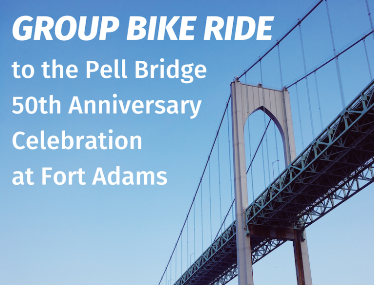 Group bike ride to the Pell Bridge Celebration at Fort Adams