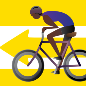 bike rider and wone-way sign illustration