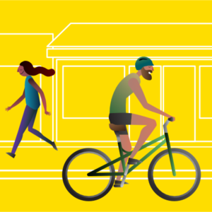cyclist and pedestrian illustration