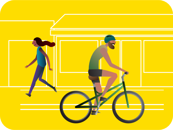 cyclist and pedestrian illustration