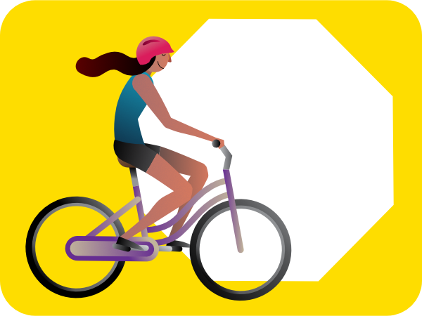 bike rider and stop sign illustration