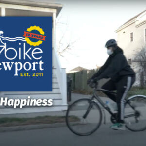 video capture of bike rider with Bike Newport logo