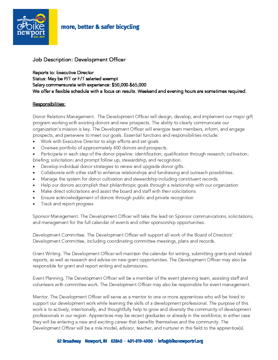 2021-10 Development Officer – Bike Newport