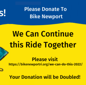 Yellow and blue poster image with text from post, illustrations of riders