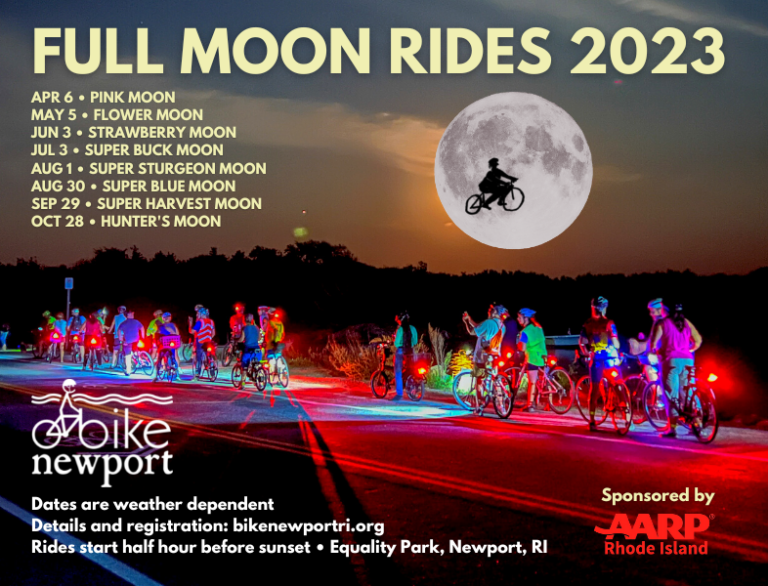 Full Moon Rides the Ocean Loop by Sunset and Moonrise Bike Newport