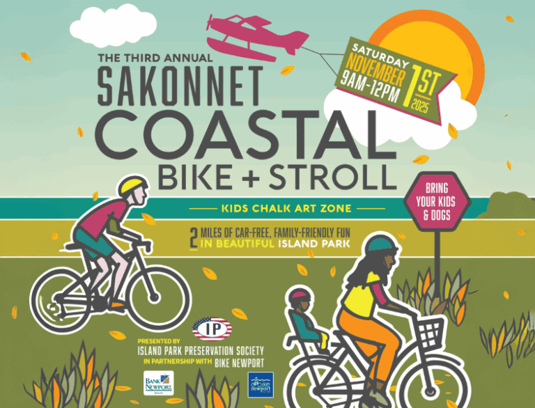 Bike Newport scenic coastal bike ride during Sakonnet Coastal Bike + Stroll event in Island Park.