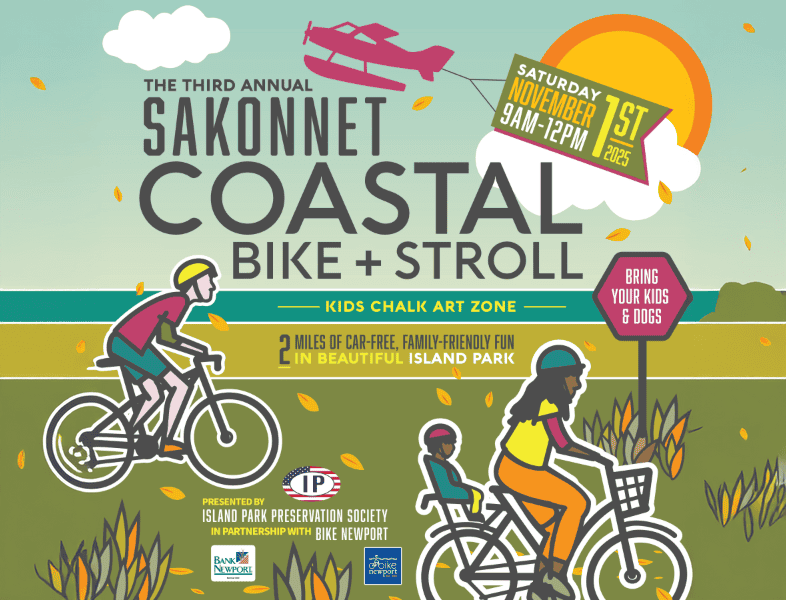 Bike Newport scenic coastal bike ride during Sakonnet Coastal Bike + Stroll event in Island Park.