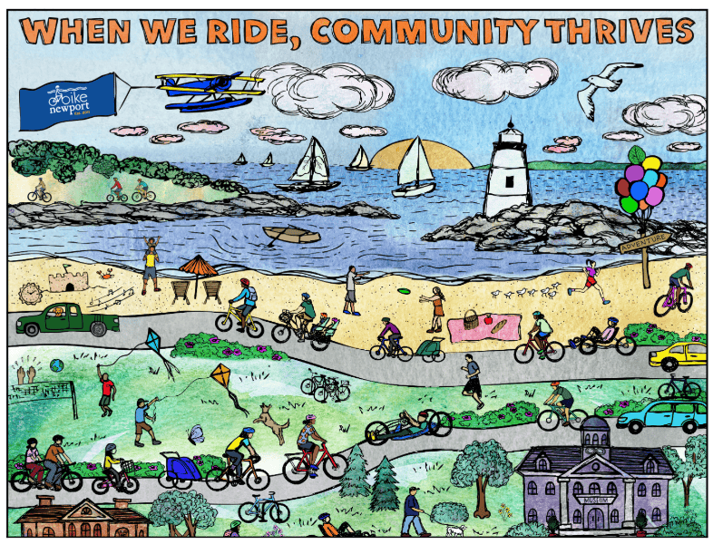 Bike Newport community bike rides and scenic coastal views in Rhode Island.