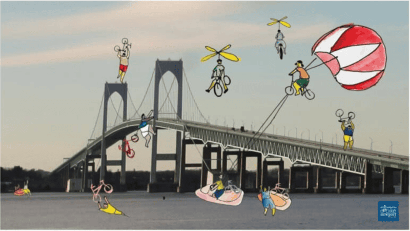 Diverse cyclists enjoying a bridge ride, emphasizing inclusion and advocacy for all riders in our cycling community.